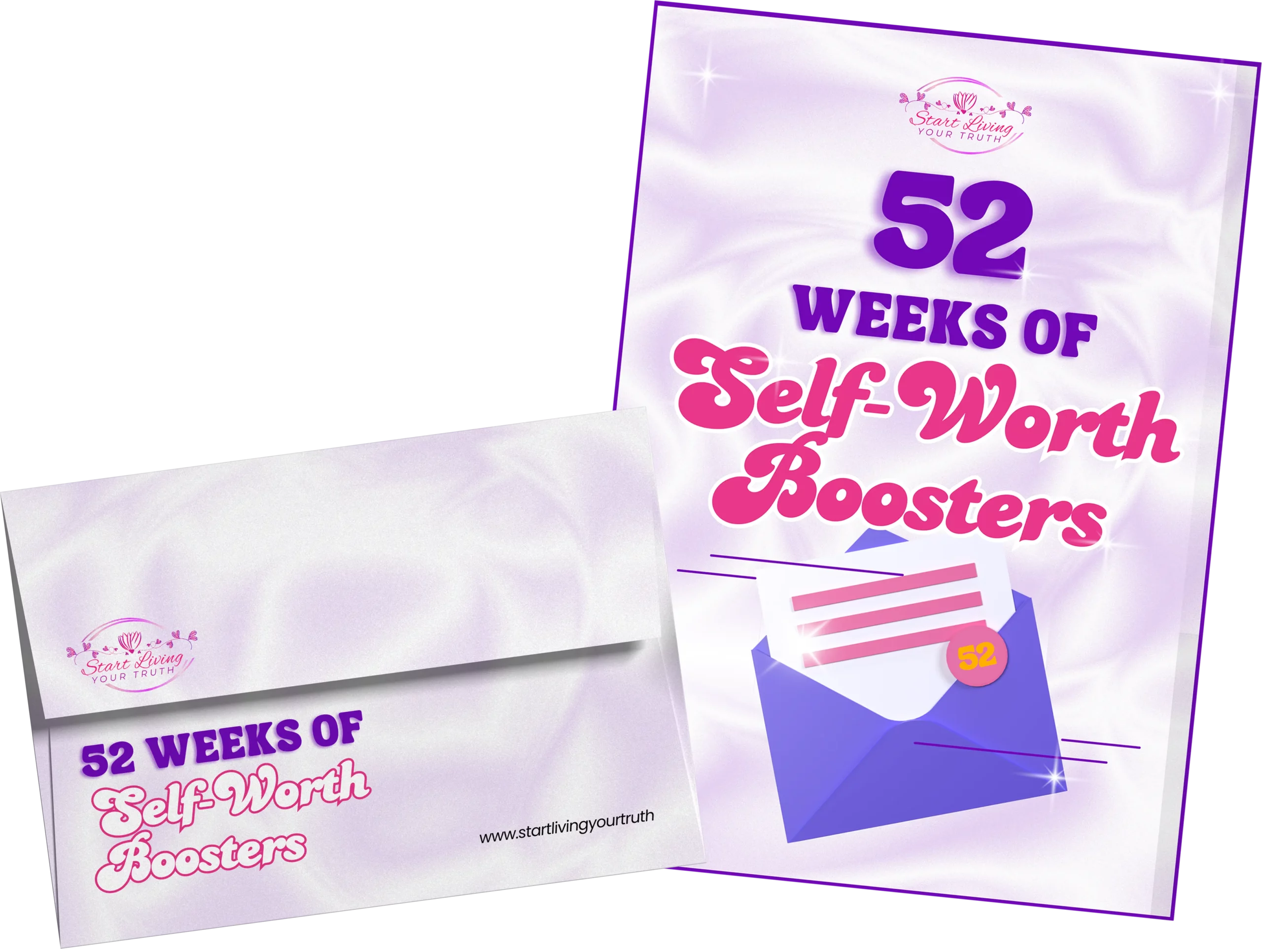 52 Weeks of Self-Worth Boosters booklet and envelope.