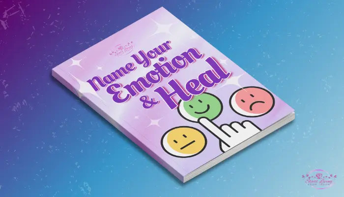 Emotional healing book with coloured emoji faces.