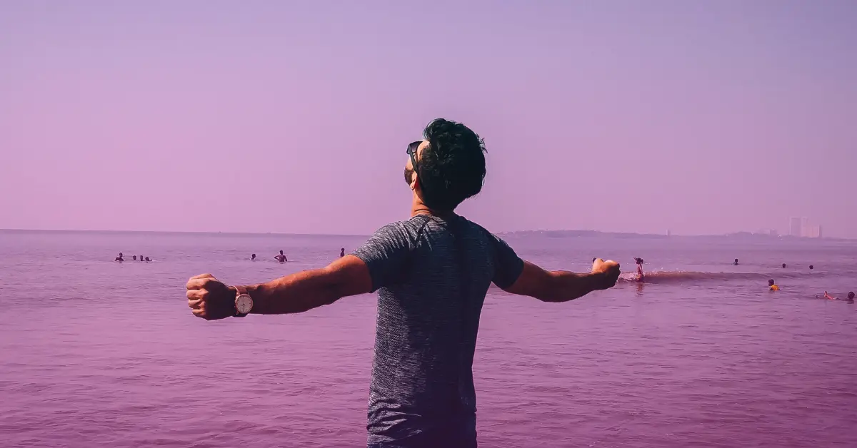 Man enjoying a vibrant day at the beach