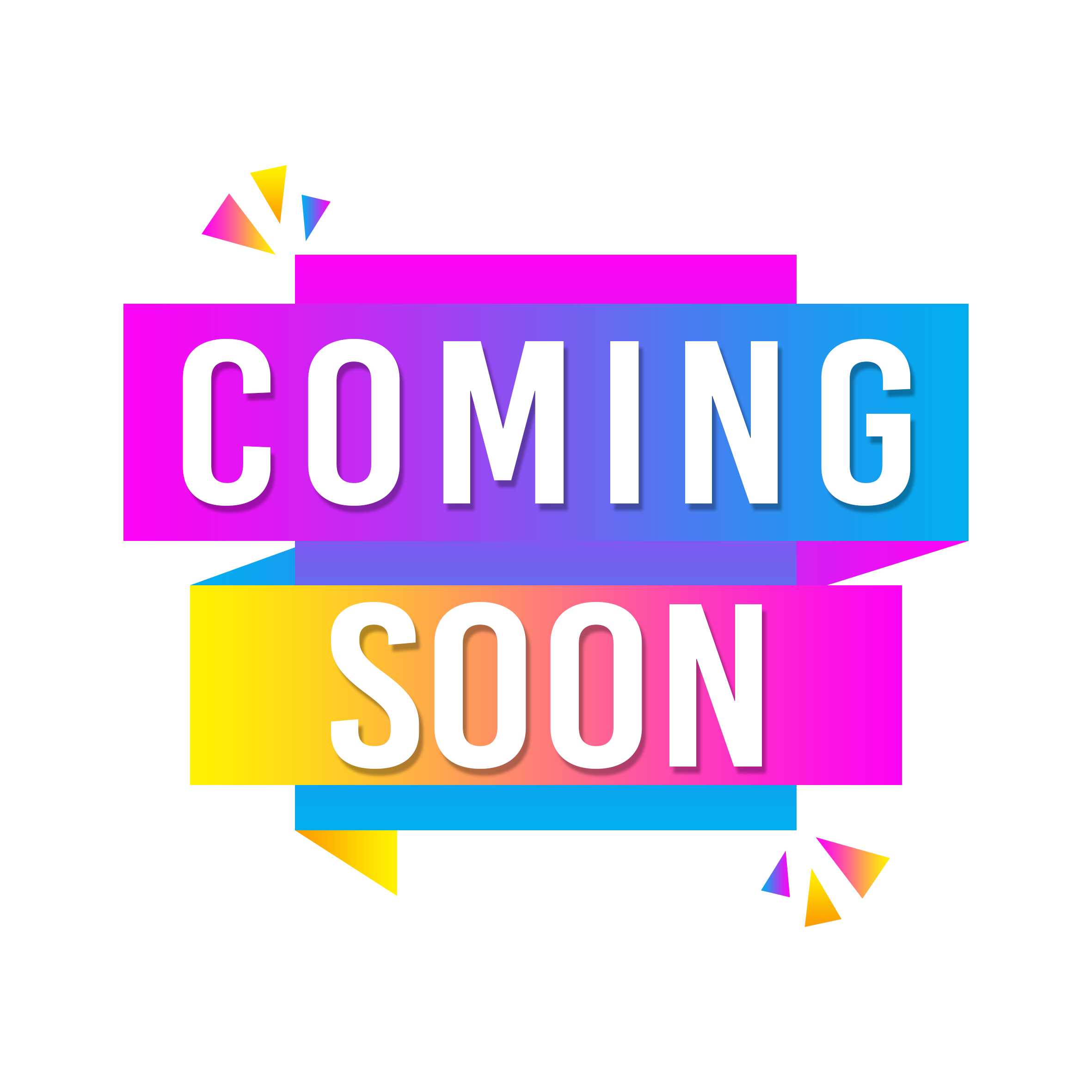 Coming soon colourful graphic